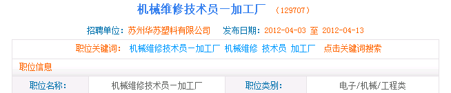 職位關鍵詞搜索